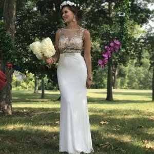 Wedding/Engagement white and gold dress